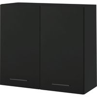 Meuble haut de cuisine Lovia noir Mat 2 portes L 80 cm - Porte avec poignée apparente Black