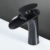 Robinet de salle de bain cascade noir – Mitigeur de lavabo en laiton brossé – Installation mono-trou – Aérateur pour jet doux