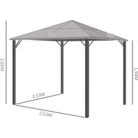 Gazebo avec toit en polycarbonate,rideaux avec filet de protection de la glace,cadre en aluminium,gris foncé,3 x 3 m