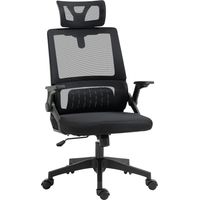 Silla de Oficina de Malla Silla de Escritorio Giratoria Altura y Reposacabezas Ajustable 60x61x104,5-121,5 cm Negro