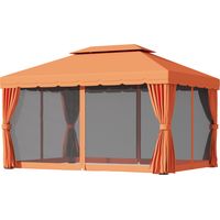 Outsunny Gazebo da Giardino 4x3m Tendone con Zanzariera e Tettoia