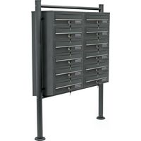 Bloc 12 boites aux lettres 2x6 compartiment superposé pied de support anthracite