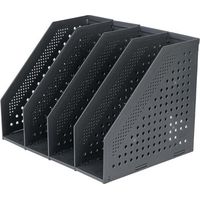 4 Compartment Foldable Magazine Rack, Adjustable Storage Box, Desk Organizer, Bookends, Document Holder, Stand, Folder, Magazines, Book Storage Module, Filing Cabinet (Black)