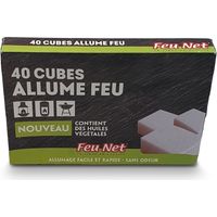 FEU NET - Cubes allume-feu - 40 unités - Enrichi en huiles végétales - Allumage facile et rapide sans odeur - Voir photos pour détails