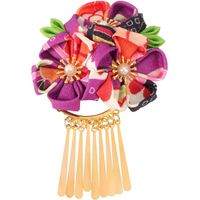 Accessoire de cheveux de style japonais Hanfu, épingles à cheveux à pompons, barrette, pince à cheveux florale pour vêtements traditionnels, kimono, décoration-Purple