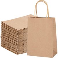 40X Sac Kraft Sac en Papier Kraft Marron Sac Cadeau avec Poignée Petit Sachet Papier Kraft Brun pour Anniversaire Mariage Noël et Célébrations de Fête, 21x15x8cm