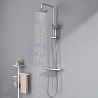 Auralum Colonne de Douche Thermostatique 2 Fonctions Ensemble de Douche Chromé avec 3 Modes Douchette à main, Haute Réglable 84 - 121 cm