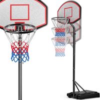 DEUBA® Basketball Hoop and Stand Backboard & Net 2 Wheels Height Adjustable from 205cm to Max. 310cm NBA World Cup Fill with Sand or Water for Stable Standing Portable Gym Equipment