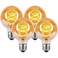 Ampoules LED 4W Edison Vintage G80, Blanc Chaud 2200K E27, Equivalent à Ampoule Incandescente 48W, Ampoule Rétro à Filament, Rétro Antique Lampe décorative, Non-Dimmable, Lot de 4 [Classe énergétique