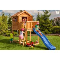 Fungoo Spielhaus "My House", teak, inkl. Rutsche, Haus mit Holzdach und Steuerrad
