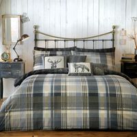 Dreams 'n' Drapes, Connolly Check, Set di Copripiumino Matrimoniale e 2 federe per cuscino, Grigio (anthrazit), Letto Super King Size