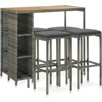 Ensemble de bar de jardin 5 pcs et coussins Résine tressée Gris vidaXL