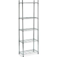 Scaffale metallo cromato 5 ripiani 60x35x180 cm per casa ufficio garage portata 75 kg per ripiano montaggio ruote M8