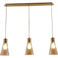 Suspension Dafne En Métal Et Verre Soufflé, Couleur Ambre, 3 Lumières, E27 40W - Design Élégant Pour Intérieurs Contemporains Et Raffinés