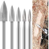 Punte per intaglio del legno per Dremel, 5 pezzi di punte per intaglio del legno con gambo da 1/8" per intaglio fai da te, incisione, levigatura e foratura