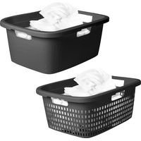 Panier à linge Novaliv 25L + bac à linge 25L, ensemble de boîtes à linge seau à linge conteneur à linge pour salle de bain linge sale, paniers à