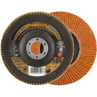 RHODIUS JUMBO LONGLIFE EXTENDED, 10 Stück, 125 mm, Korn 80, Fächerschleifscheibe
