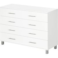 Cassettiera 4 cassetti legno bianco con maniglie metallo