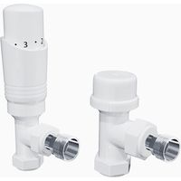 ELEGANT Radiator Valves White Radiator Valves Thermostatic Radiator Valves Set Angled TRV Lock Shield 1/2" x 15mm