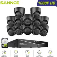 SANNCE 1080P Kit di Videosorveglianza Cablato 16CH 12 Telecamere Turret 2MP,Sistema di Telecamere di Sicurezza Cablato Visione Notturna Accesso Remoto,2TB HDD