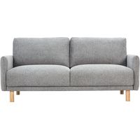 Canapé design 3 places en tissu effet velours texturé gris et bois clair BONO
