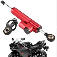 Amortisseur de direction, stabilisateur d'amortisseur de direction universel, stabilisateur d'amortisseur de direction universel en alliage d'aluminium pour la plupart des motos (rouge et noir)