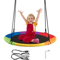 Costway – Balançoire nid d’oiseau 100 cm – Hauteur réglable 100-160 cm – Charge maximale 150 kg – Tissu PP et oxford – Extérieur multicolore