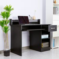 Escritorio compacto para despacho color negro con cajón y estante superior Drums Dark