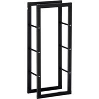 Range bûches Etagère porte bois de cheminée porte-bûches intérieur et extérieur charge max. 100 Kg dim. 40L x 25l x 100H cm métal noir