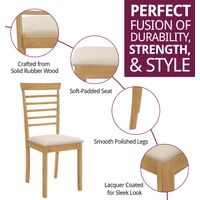 Hallowood Furniture Ledbury Dining Chairs Set of 2 with Ladder Back Design, Modern Solid Wooden Chairs with Warm Cream Fabric Seat Pad for Home, Restaurant and Café (Light Oak)