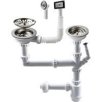 Siphon double de 114 mm pour évier avec raccord pour lave-vaisselle, siphon, siphon double pour évier, adapté pour évier avec une ouverture de 84-90 mm Z7052C006