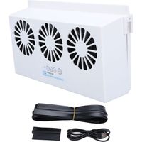 Ortviai Ventilateur d’Échappement Solaire pour Voiture – 3 Têtes, Purificateur d’Air et Rafraîchisseur, Blanc