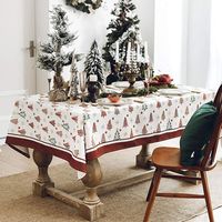 (red, 140x230cm) Christmas Tablecloth Polyester Rectangular Tablecloth, Anti-stain Washable Tablecloth, Suitable For Outdoor Picnics, Kitchen And