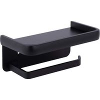 XEPHO Wall Mounted Toilet Paper Holder Aluminum Roll Holder Toilet Paper Holder with Storage Shelf Black