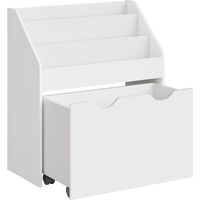 Songmics – Étagère à jouets pour enfants 3 compartiments – Boîte à jouets mobile avec roulettes – Dimensions 29,5 x 62,5 x 70 cm – Blanc nuage