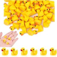 Dekorativ - 100 Mini-Enten aus Kunstharz für Bastelarbeiten - Gelbe Gartendekoration - Für Aquarien und Miniaturgärten