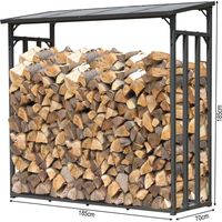Quick-Star – Abri à bûches extérieur 185 x 70 x 185 cm – Structure en acier 40 mm – Toit en polycarbonate 6 mm – Capacité 2,3 m³ – Protection contre intempéries