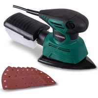 Vonroc – Ponceuse vibrante 130W – Pour bois, plastique et métal – Récupération de poussière – 14000 tr/min – Design compact et léger