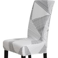 Housse de chaise à motif géométrique blanc et gris clair