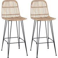 vidaXL Bar Stool 2 pcs Natural 44 x 55 x 109 cm Rattan and Steel