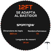 Tapis de rechange pour trampoline tapis de saut de remplacement. compatible trampoline Ø 3.7 m et ressorts de 14 cm