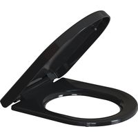 Todot – Abattant WC forme D noir 45 x 36.5 cm en polypropylène – Frein de chute – Charnière réglable – Installation facile
