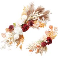 Arche de Mariage Fleurs Artificielles avec Panneau Bienvenue et Décoration Florale Suspendue