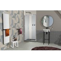 Nicchia doccia 100 cm saloon con profili in alluminio brillantato cromo e finitura pannelli trasparente - Cee Art