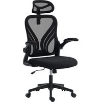 Chaise bureau, fauteuil de bureau en maille, dossier rabattable, appui-tête 2D, accoudoirs relevables, 73x62x136cm, noir