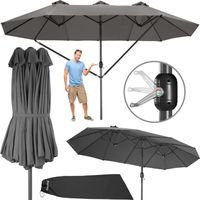 Parasol 460x270 cm réglable en hauteur aluminium gris