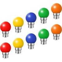 Lampadine a baionetta B22 - Confezione da 10 lampadine LED a festoni da 3 W (equivalenti a 30 W), lampadine colorate a risparmio energetico, piccole lampadine natalizie con attacco BC