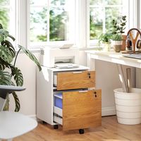 Caisson de bureau meuble de rangement, 2 tiroirs 2 barres pour dossier suspendu, verrouillable 2 clés, 42x40x60cm