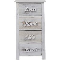 Rebecca Mobili Comodino Cassettiera 4 Cassetti Bianco Grigio Shabby 73x37x27