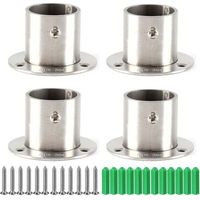 4 x Support Barre Penderie avec Vis,Support de Bride pour Penderie,Support de Tringle à Rideau 25 mm,Support Barre Penderie,Support de Tringle à Penderie en Acier Inoxydable